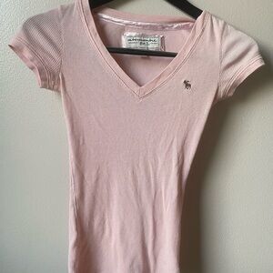 Abercrombie & Fitch Pink Fitted Ribbed T-Shirt